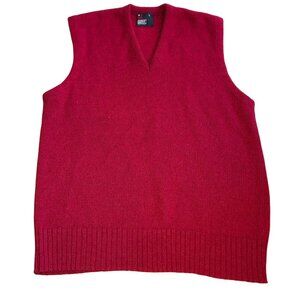 Vtg Robert Bruce Sweater Vest Sz L Red Wool Blend USA Made Grandpa Golf Tennis